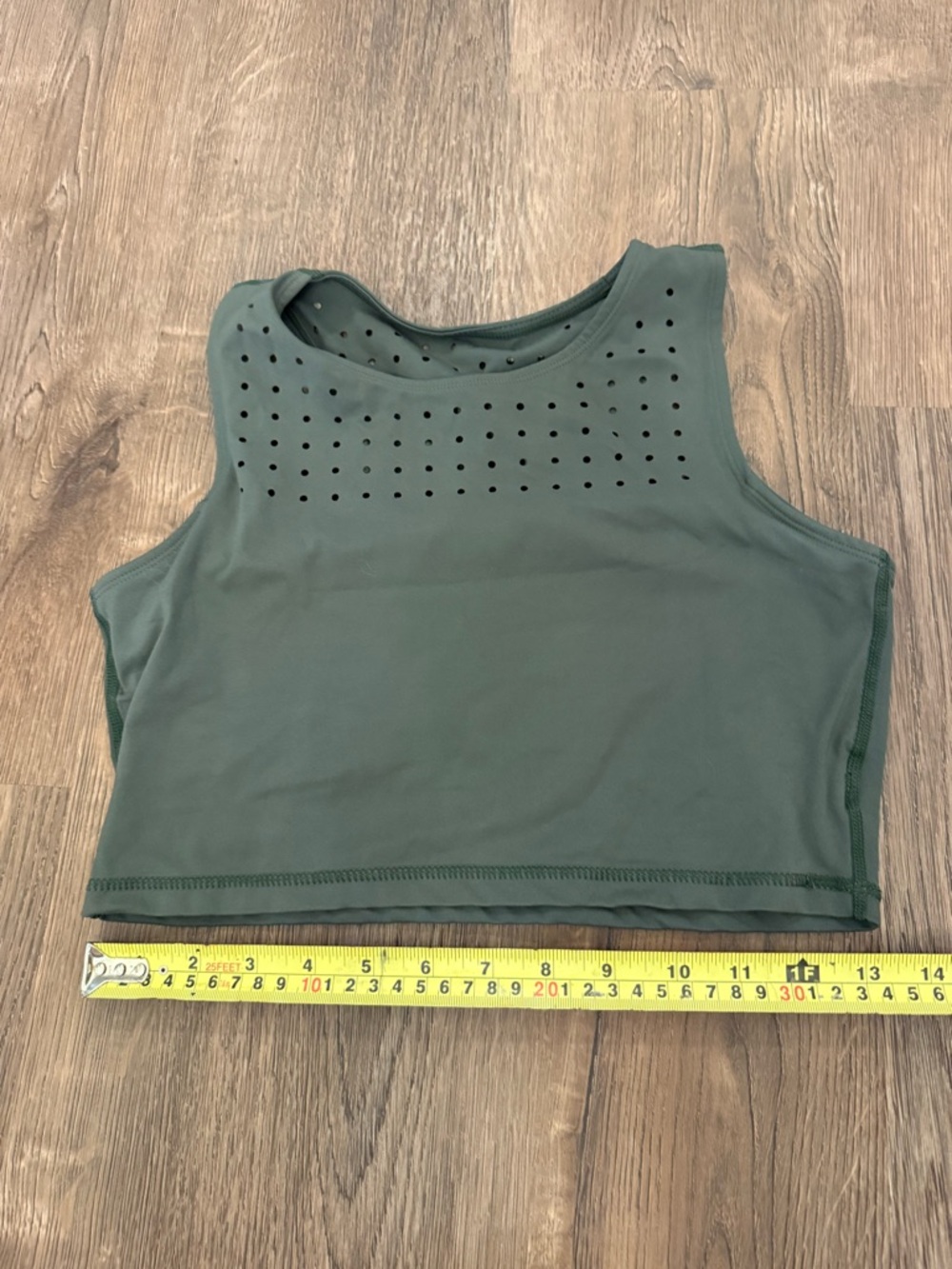 Glyder Olive Green Perforated Crop Tank
